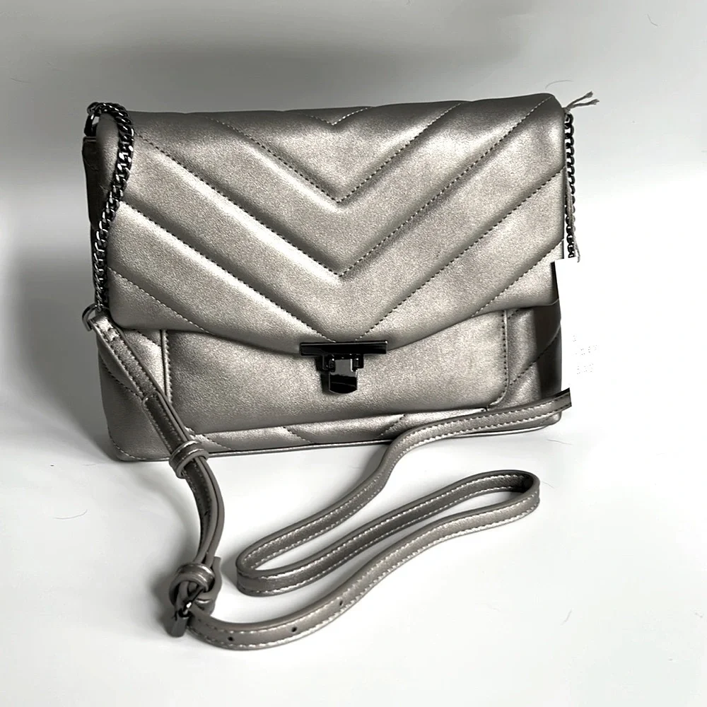 A New Day Quilted Boxy Crossbody Bag Metallic Gray